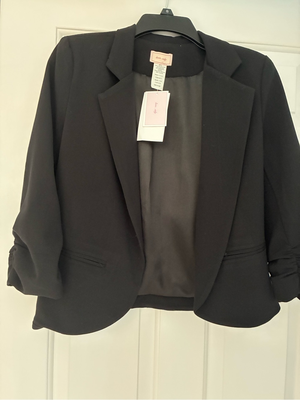 Women's Black Cropped Blazer - Boxy Tailored Open Front
